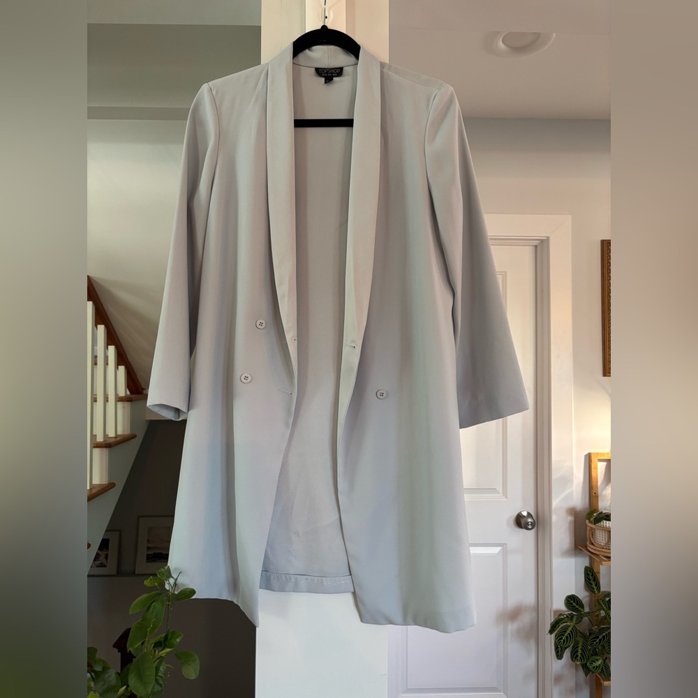 Topshop Gray/Blue Oversized Blazer - Size 6
